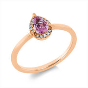 Ring mit Saphir  aus 750/-18 Karat Rotgold mit 15 Diamanten 0