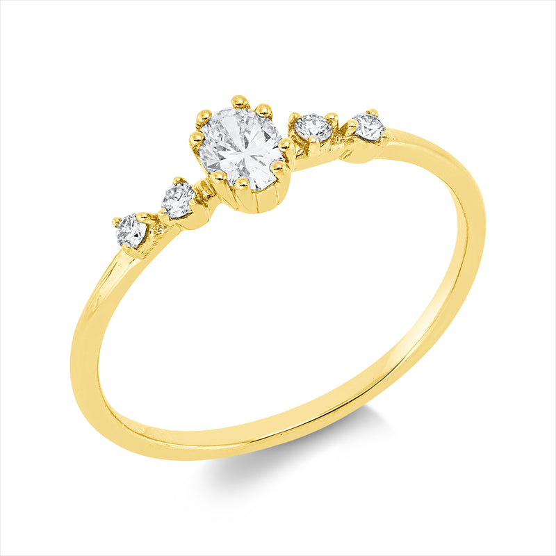 Ring    aus 750/-18 Karat Gelbgold mit 5 Diamanten 0