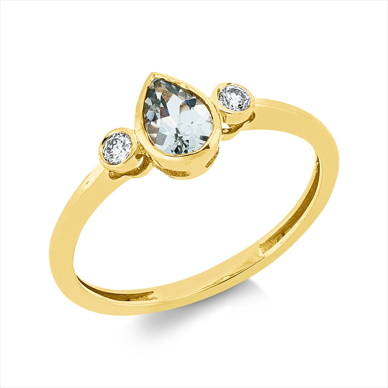 Ring mit Amethyst  aus 750/-18 Karat Gelbgold mit 2 Diamanten 0