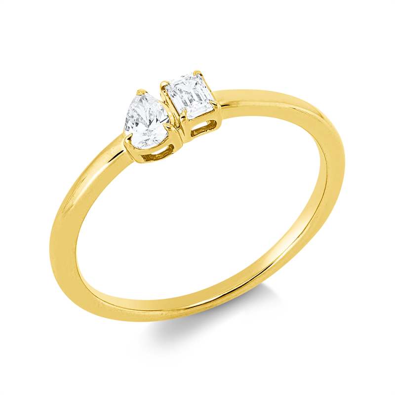 Ring    aus 750/-18 Karat Gelbgold mit 2 Diamanten 0