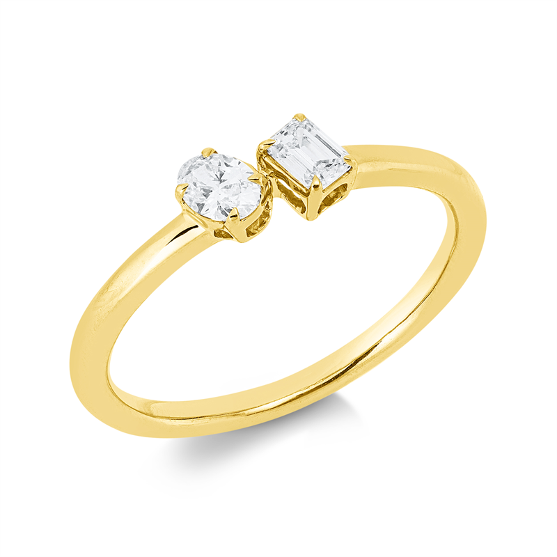 Ring    aus 750/-18 Karat Gelbgold mit 2 Diamanten 0