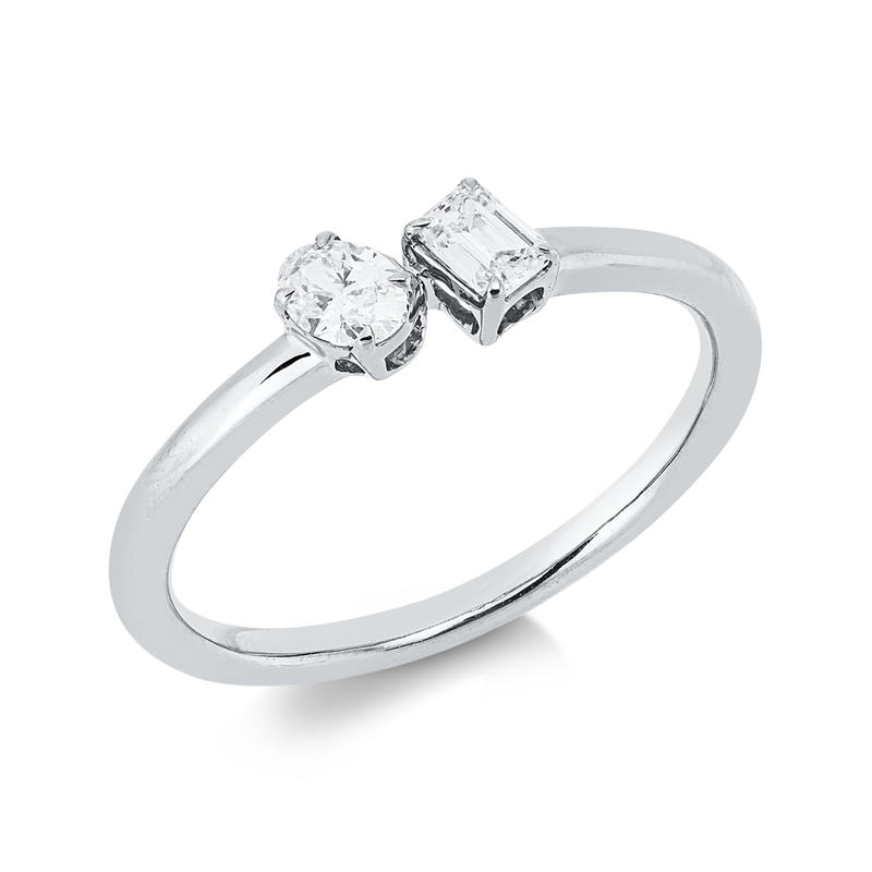 Ring    aus 750/-18 Karat Weißgold mit 2 Diamanten 0