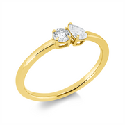 Ring    aus 750/-18 Karat Gelbgold mit 2 Diamanten 0