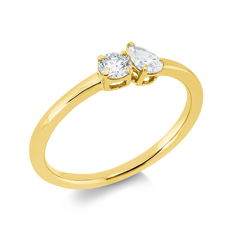 Ring    aus 750/-18 Karat Gelbgold mit 2 Diamanten 0
