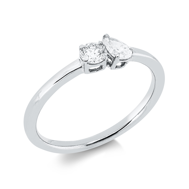 Ring    aus 750/-18 Karat Weißgold mit 2 Diamanten 0