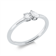 Ring    aus 750/-18 Karat Weißgold mit 2 Diamanten 0