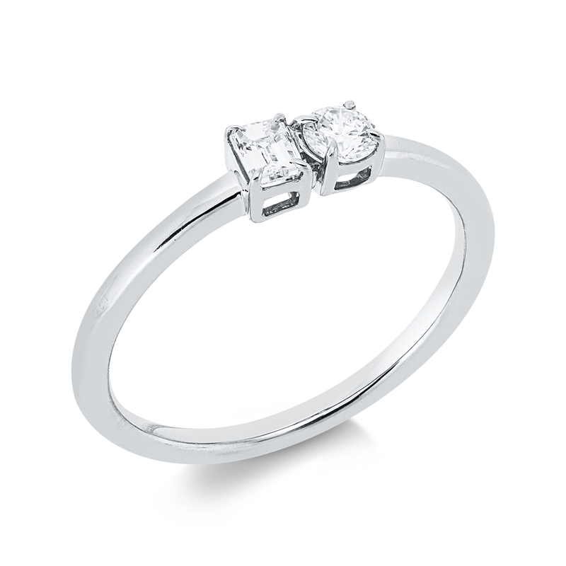 Ring    aus 750/-18 Karat Weißgold mit 2 Diamanten 0