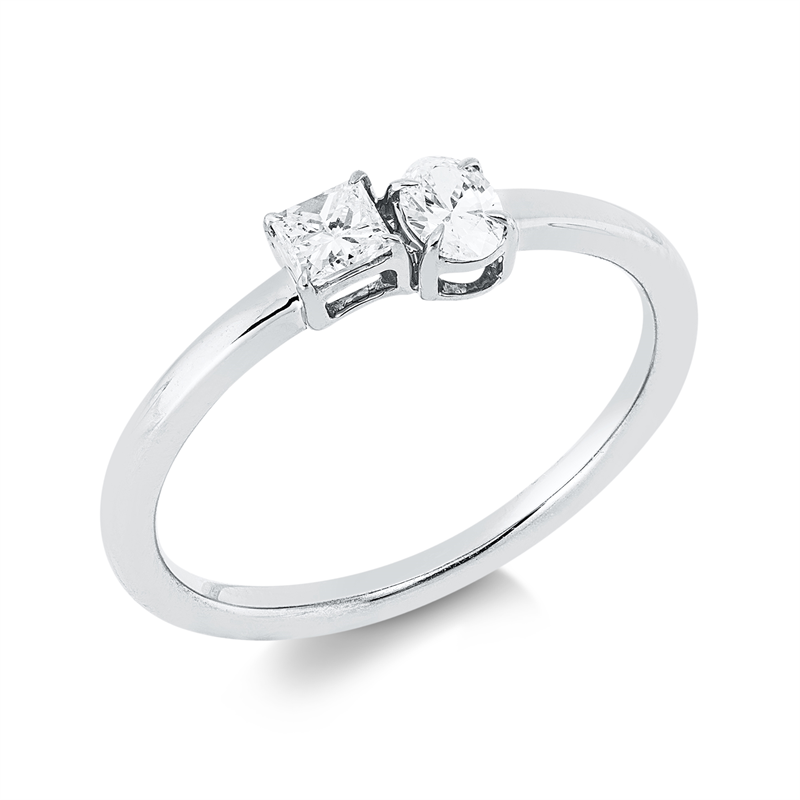 Ring    aus 750/-18 Karat Weißgold mit 2 Diamanten 0
