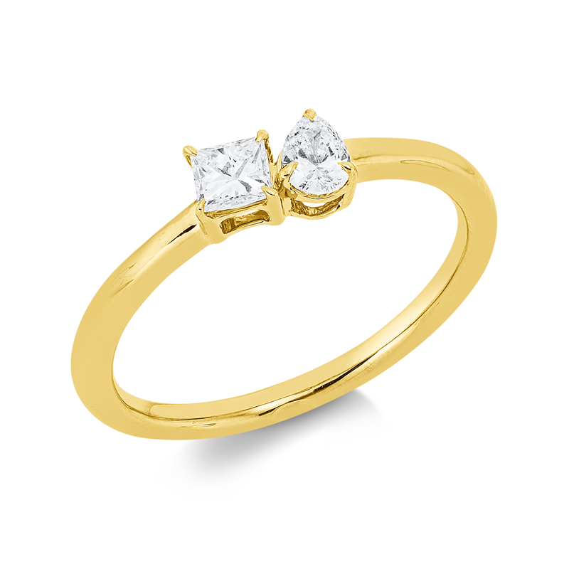 Ring    aus 750/-18 Karat Gelbgold mit 2 Diamanten 0
