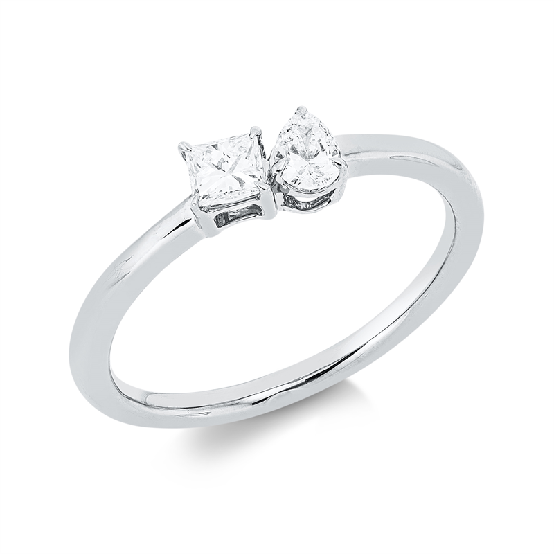 Ring    aus 750/-18 Karat Weißgold mit 2 Diamanten 0