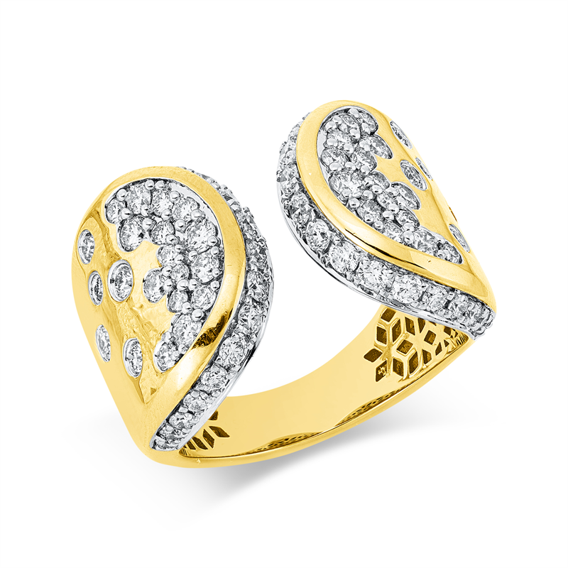 Ring    aus 585/-14 Karat Gelbgold / Weißgold mit 78 Diamanten 1