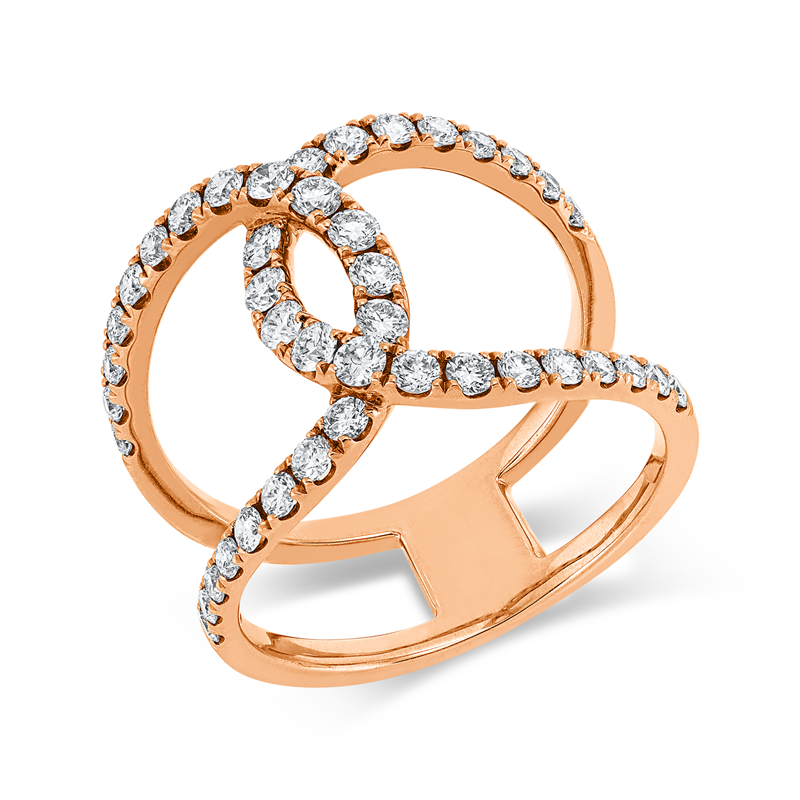 Ring    aus 750/-18 Karat Rotgold mit 42 Diamanten 0