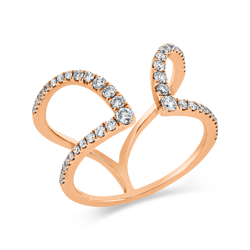 Ring    aus 750/-18 Karat Rotgold mit 52 Diamanten 0