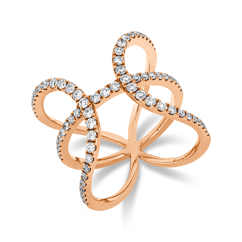 Ring    aus 750/-18 Karat Rotgold mit 71 Diamanten 0