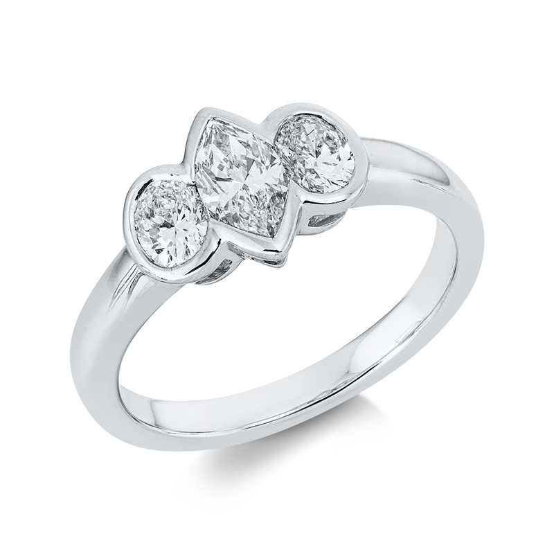 Ring    aus 750/-18 Karat Weißgold mit 3 Diamanten 1