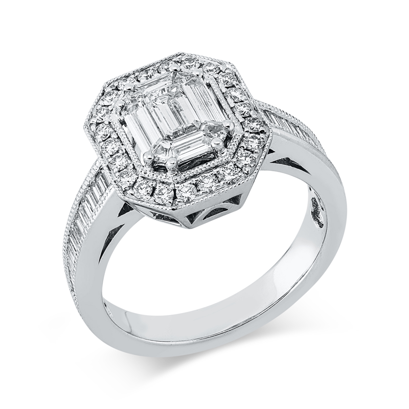 Ring    aus 750/-18 Karat Weißgold mit 65 Diamanten 1