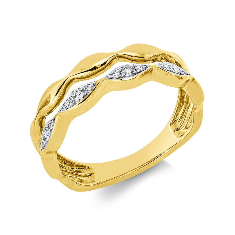 Ring    aus 585/-14 Karat Gelbgold / Weißgold mit 12 Diamanten 0
