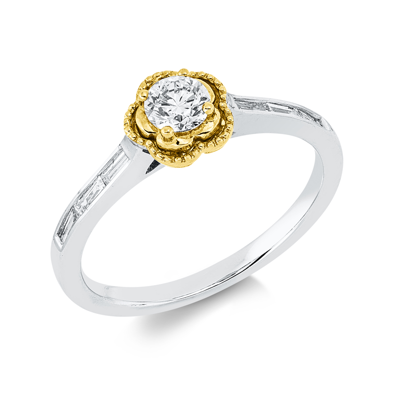 Ring    aus 750/-18 Karat Weißgold / Rotgold mit 7 Diamanten 0