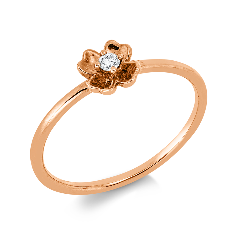 Ring    aus 750/-18 Karat Rotgold mit 1 Diamant 0
