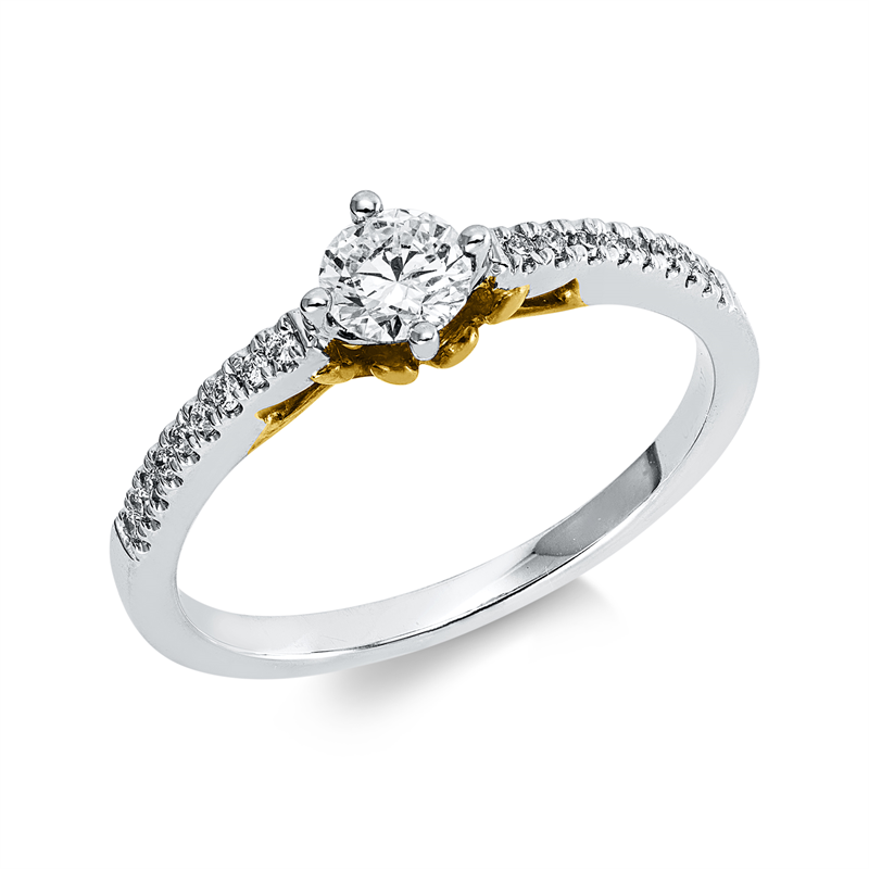 Ring    aus 750/-18 Karat Weißgold / Gelbgold mit 19 Diamanten 0