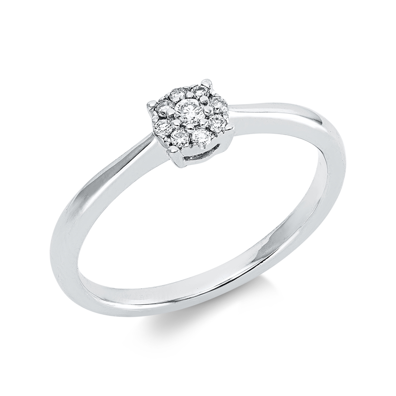 Ring    aus 750/-18 Karat Weißgold mit 9 Diamanten 0
