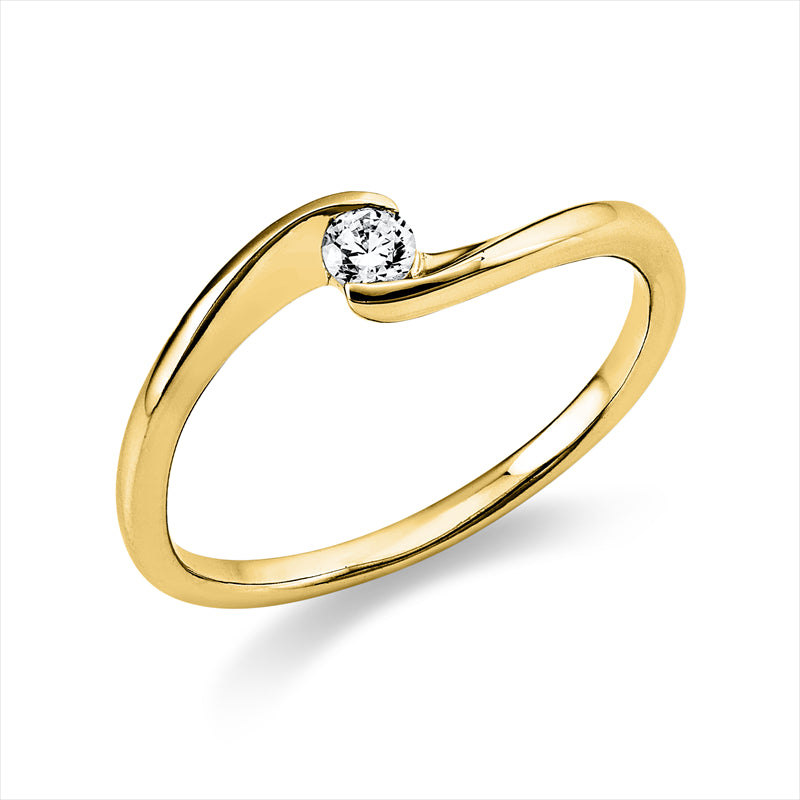 Ring    aus 585/-14 Karat Gelbgold mit 1 Diamant 0