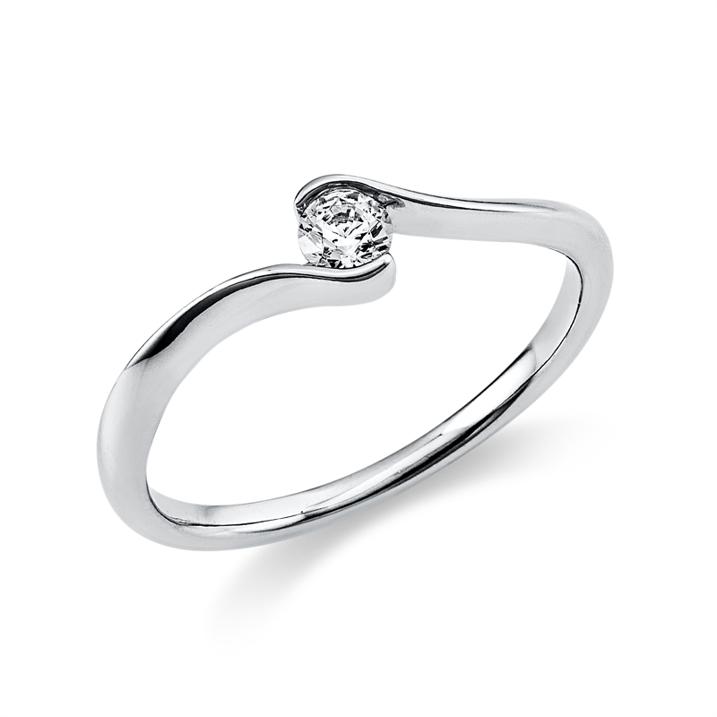 Ring    aus 585/-14 Karat Weißgold mit 1 Diamant 0
