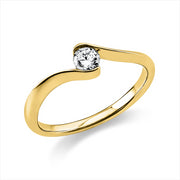 Ring - Solitaire aus Gold mit Diamant - 1J095