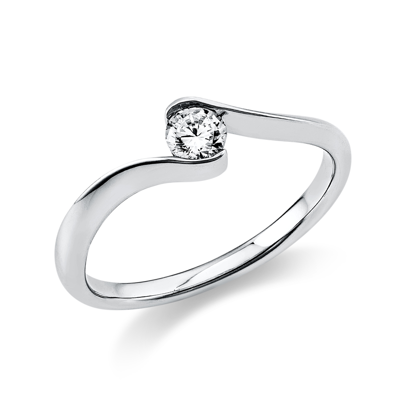 Ring    aus 585/-14 Karat Weißgold mit 1 Diamant 0