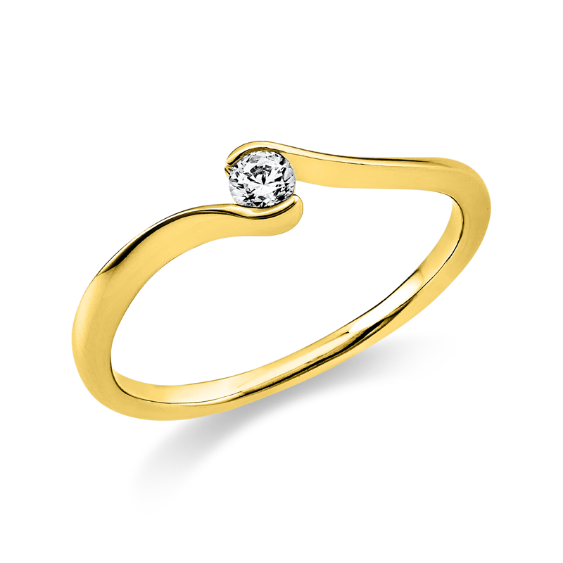 Ring    aus 585/-14 Karat Gelbgold mit 1 Diamant 0