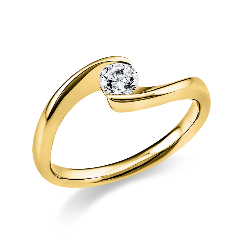 Ring    aus 585/-14 Karat Gelbgold mit 1 Diamant 0