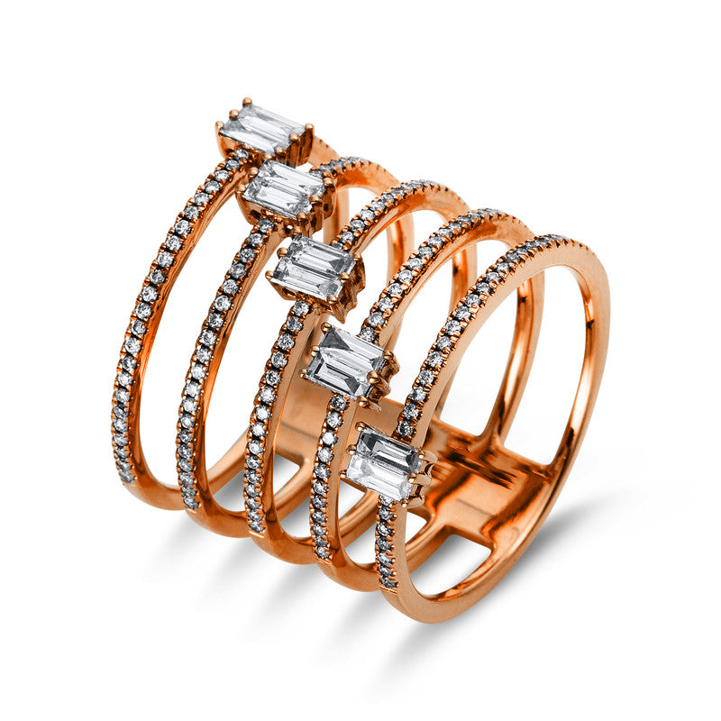 Ring    aus 750/-18 Karat Rotgold mit 160 Diamanten 0