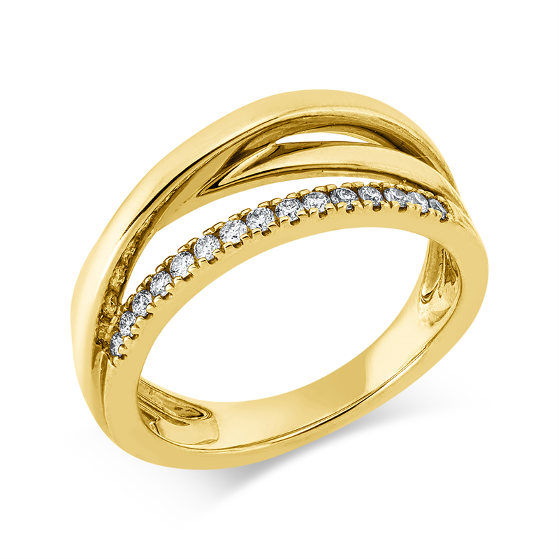 Ring    aus 585/-14 Karat Gelbgold mit 15 Diamanten 0