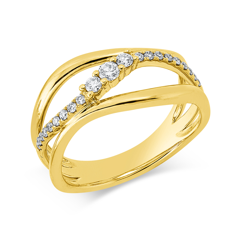 Ring    aus 585/-14 Karat Gelbgold mit 21 Diamanten 0