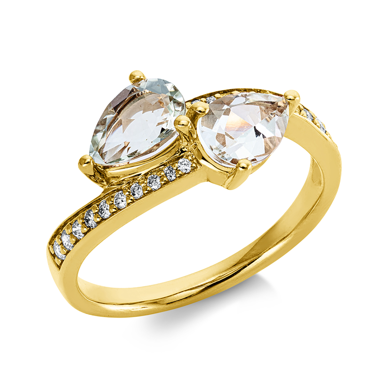 Ring mit Amethyst  aus 585/-14 Karat Gelbgold mit 20 Diamanten 0