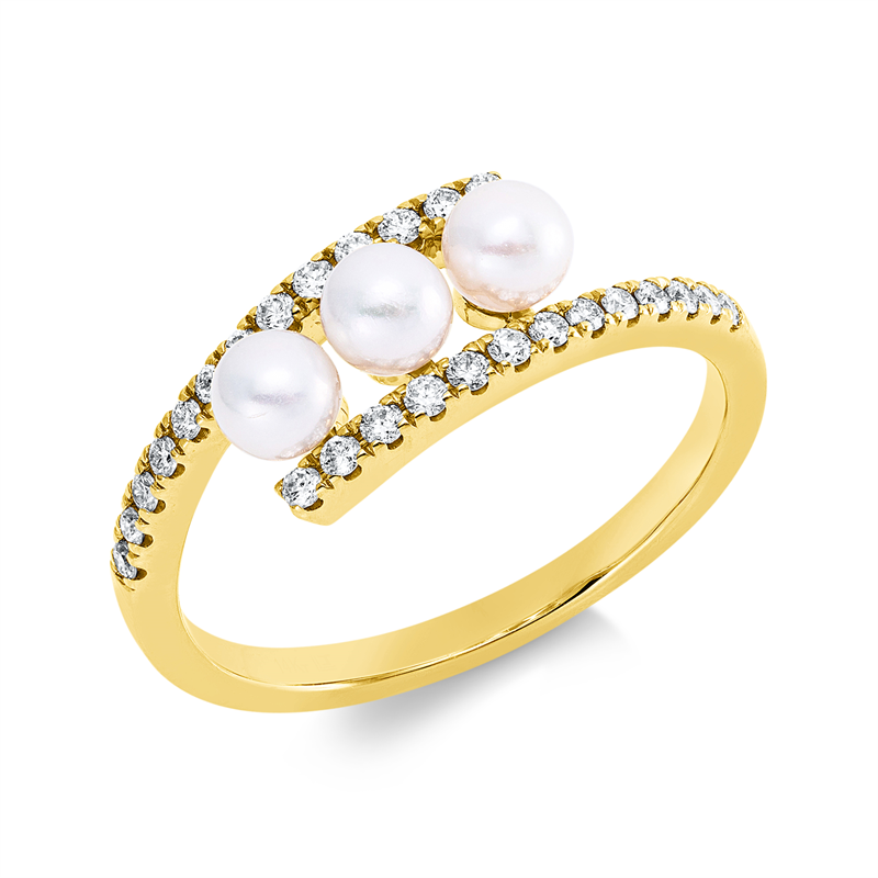 Ring   mit Süßwasserperle aus 585/-14 Karat Gelbgold mit 26 Diamanten 0