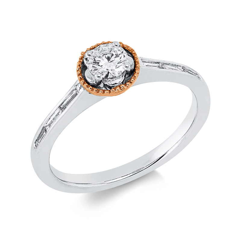 Ring    aus 750/-18 Karat Weißgold / Rotgold mit 7 Diamanten 0