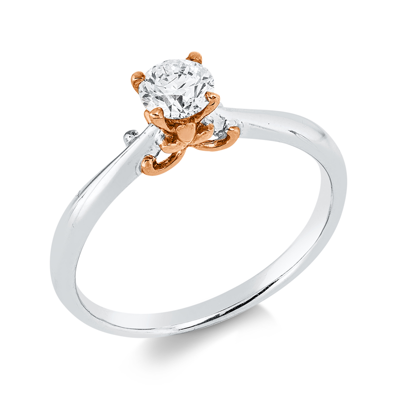 Ring    aus 750/-18 Karat Weißgold / Rotgold mit 1 Diamant 0