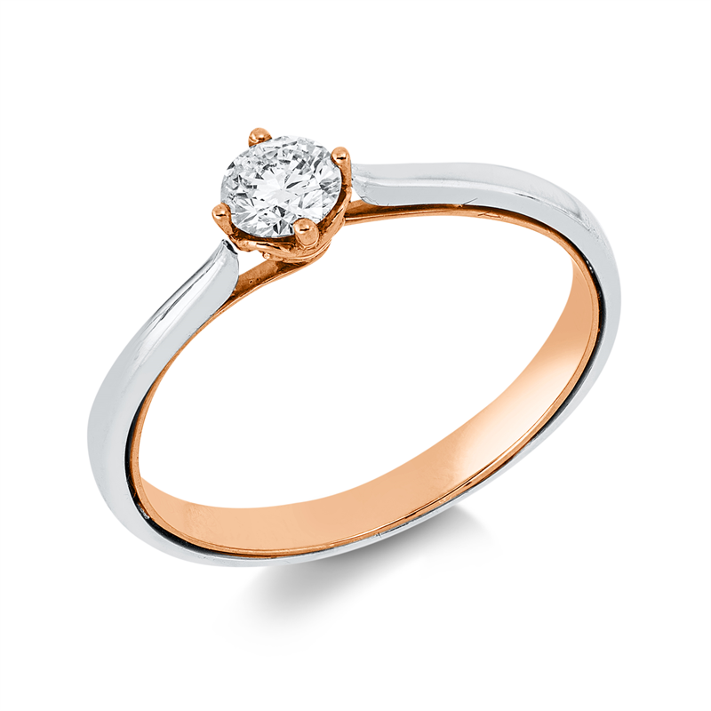 Ring    aus 750/-18 Karat Weißgold / Rotgold mit 1 Diamant 0