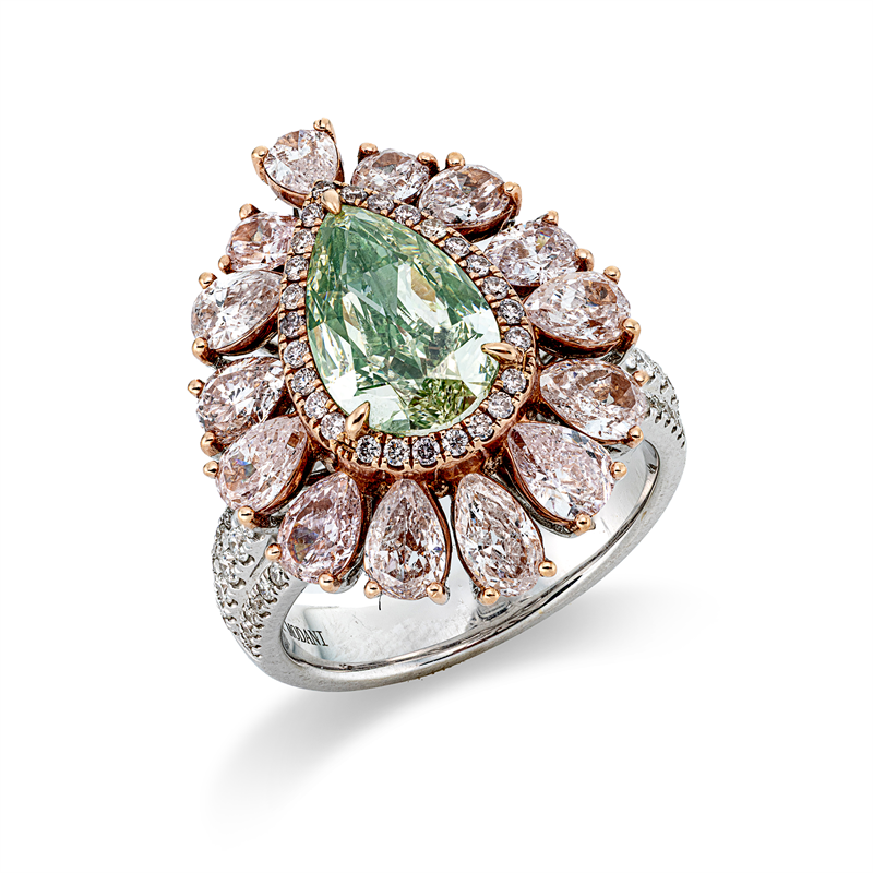 Ring    aus 750/-18 Karat Weißgold / Rotgold mit 107 Diamanten 6