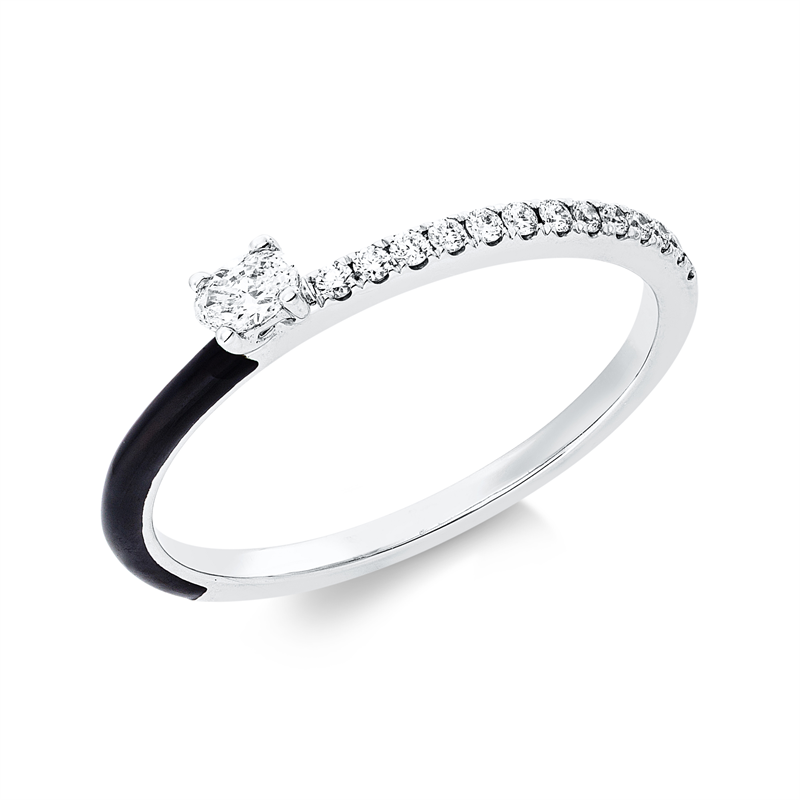 Ring mit Emaille  aus 750/-18 Karat Weißgold mit 14 Diamanten 0