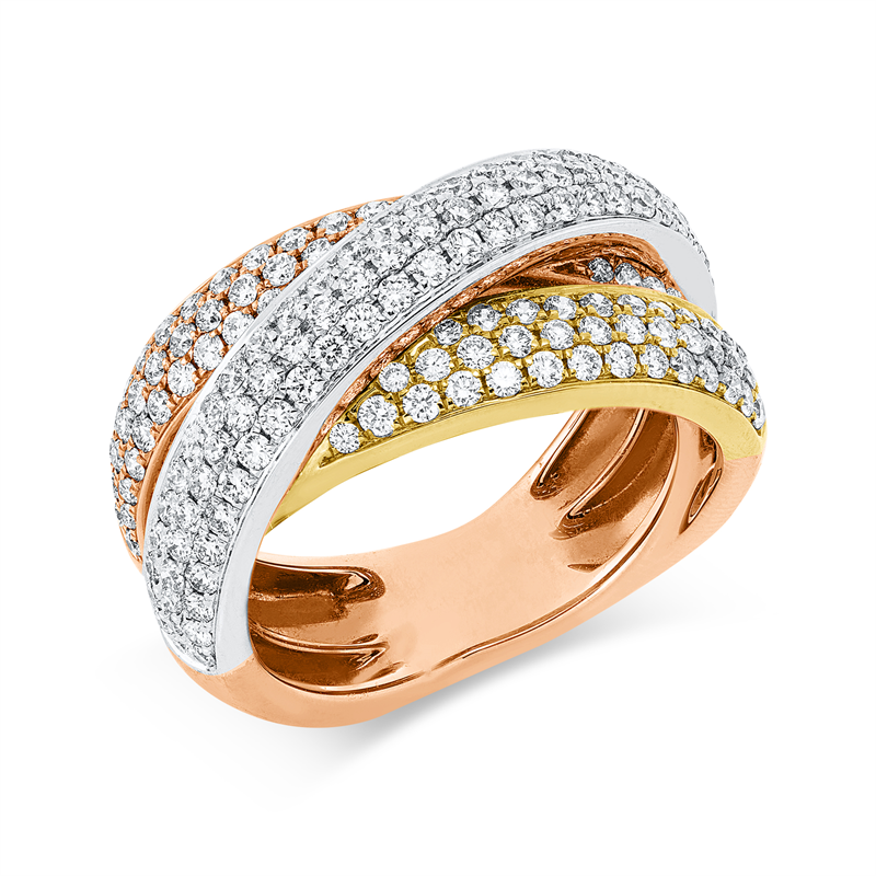 Ring    aus 750/-18 Karat Weißgold / Gelbgold / Rotgold mit 169 Diamanten 1