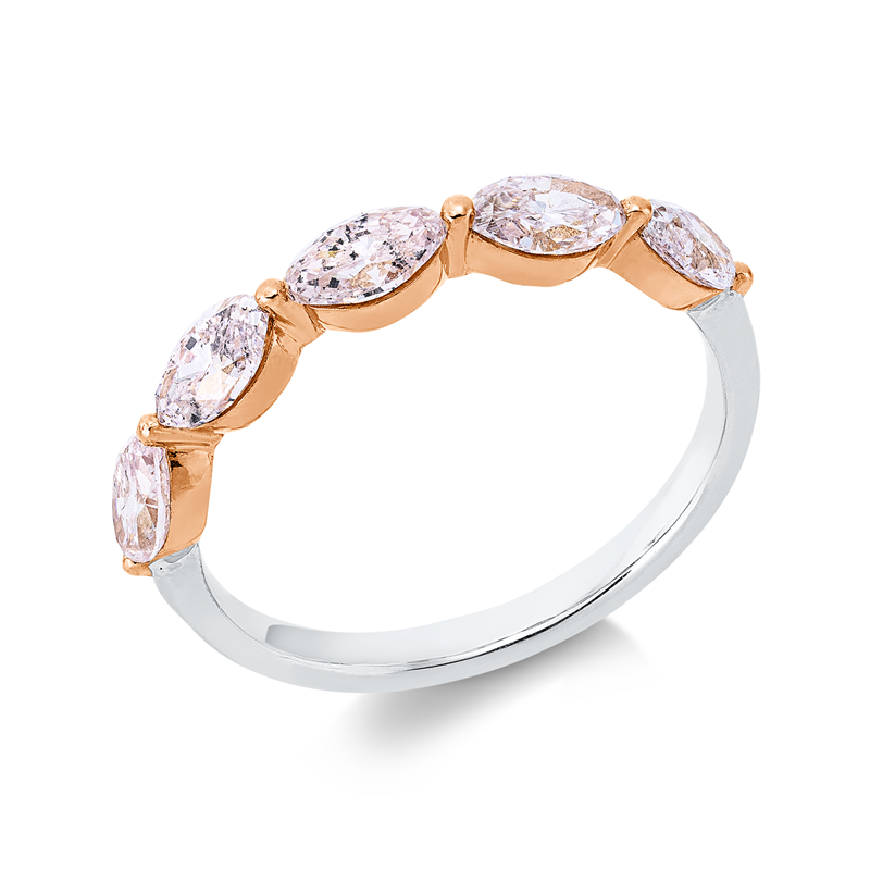 Ring    aus 750/-18 Karat Weißgold / Rotgold mit 5 Diamanten 1