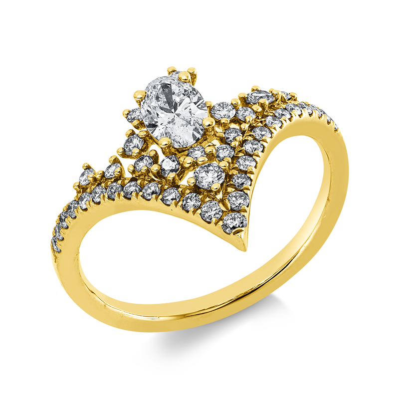 Ring    aus 750/-18 Karat Gelbgold mit 41 Diamanten 0