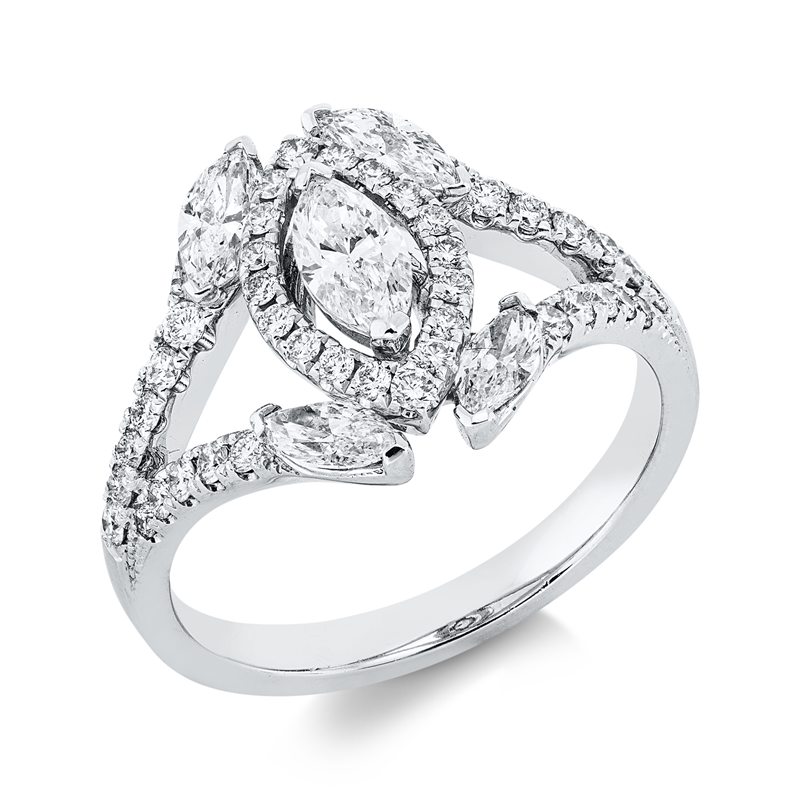 Ring    aus 750/-18 Karat Weißgold mit 45 Diamanten 1