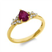 Ring mit Rubin  aus 750/-18 Karat Gelbgold mit 14 Diamanten 0