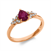 Ring mit Rubin  aus 750/-18 Karat Rotgold mit 14 Diamanten 0