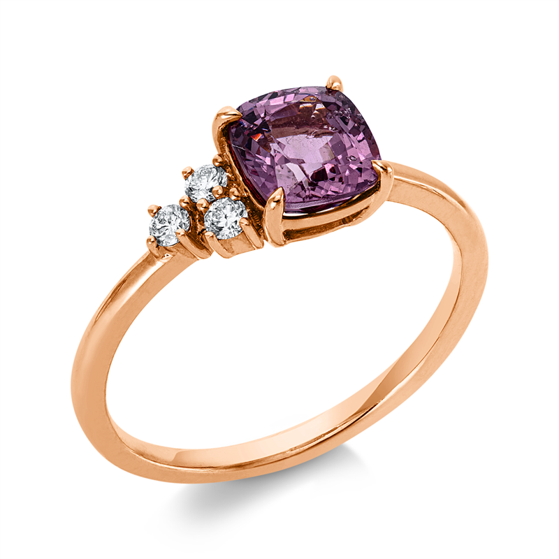 Ring mit Spinel  aus 750/-18 Karat Rotgold mit 3 Diamanten 0