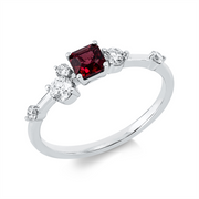 Ring mit Spinel  aus 750/-18 Karat Weißgold mit 5 Diamanten 0