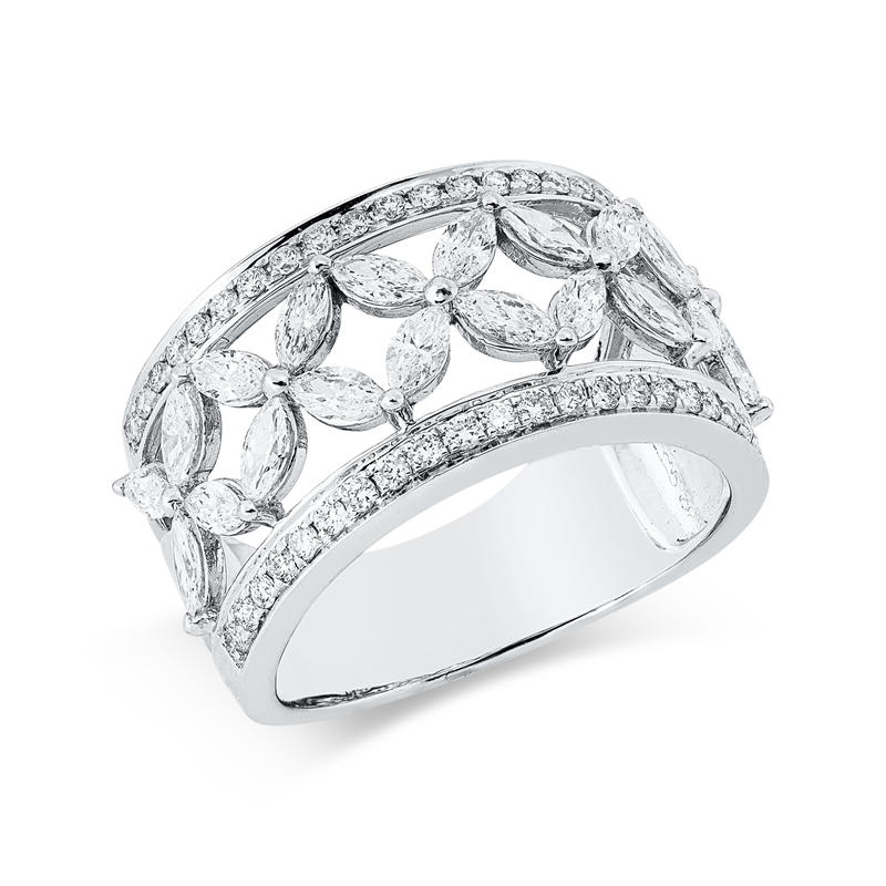 Ring    aus 750/-18 Karat Weißgold mit 62 Diamanten 1